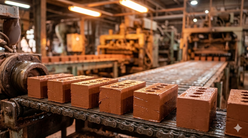 Tijolos na linha de extrusão